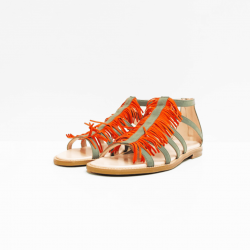 IL GUFO  sandalen kaki  oranje