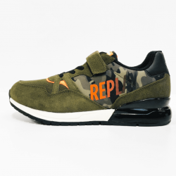 Replay blazen  sneaker army green orange fluo 
