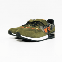 Replay blazen  sneaker army green orange fluo 