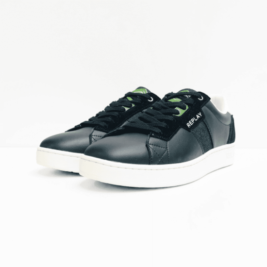 Replay sneaker black white green 